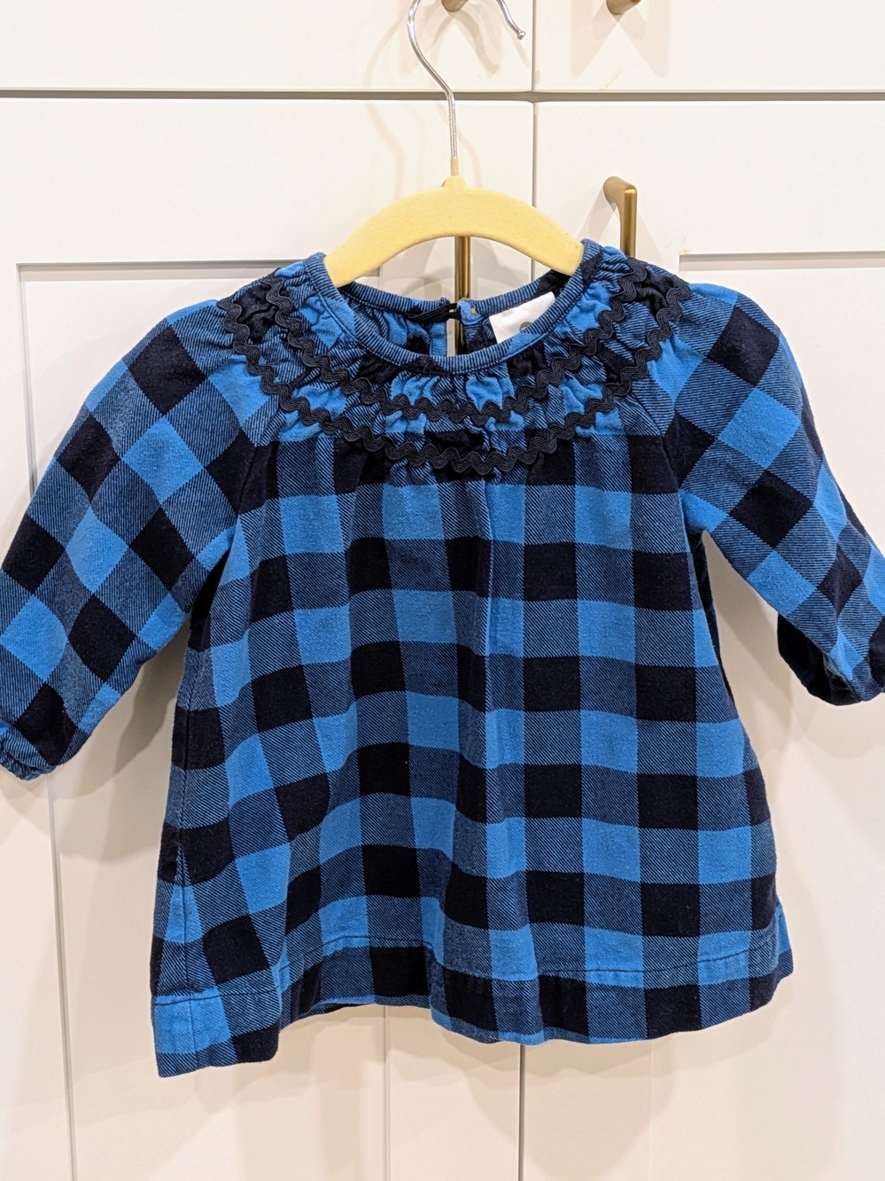 Hanna Andersson Blue and Black Buffalo Plaid Cotton Baby Dress